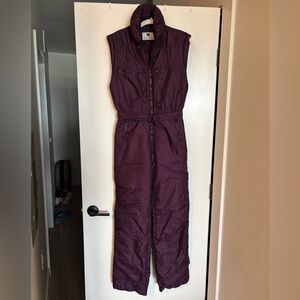 SOLD Purple Sleeveless belted ski suit